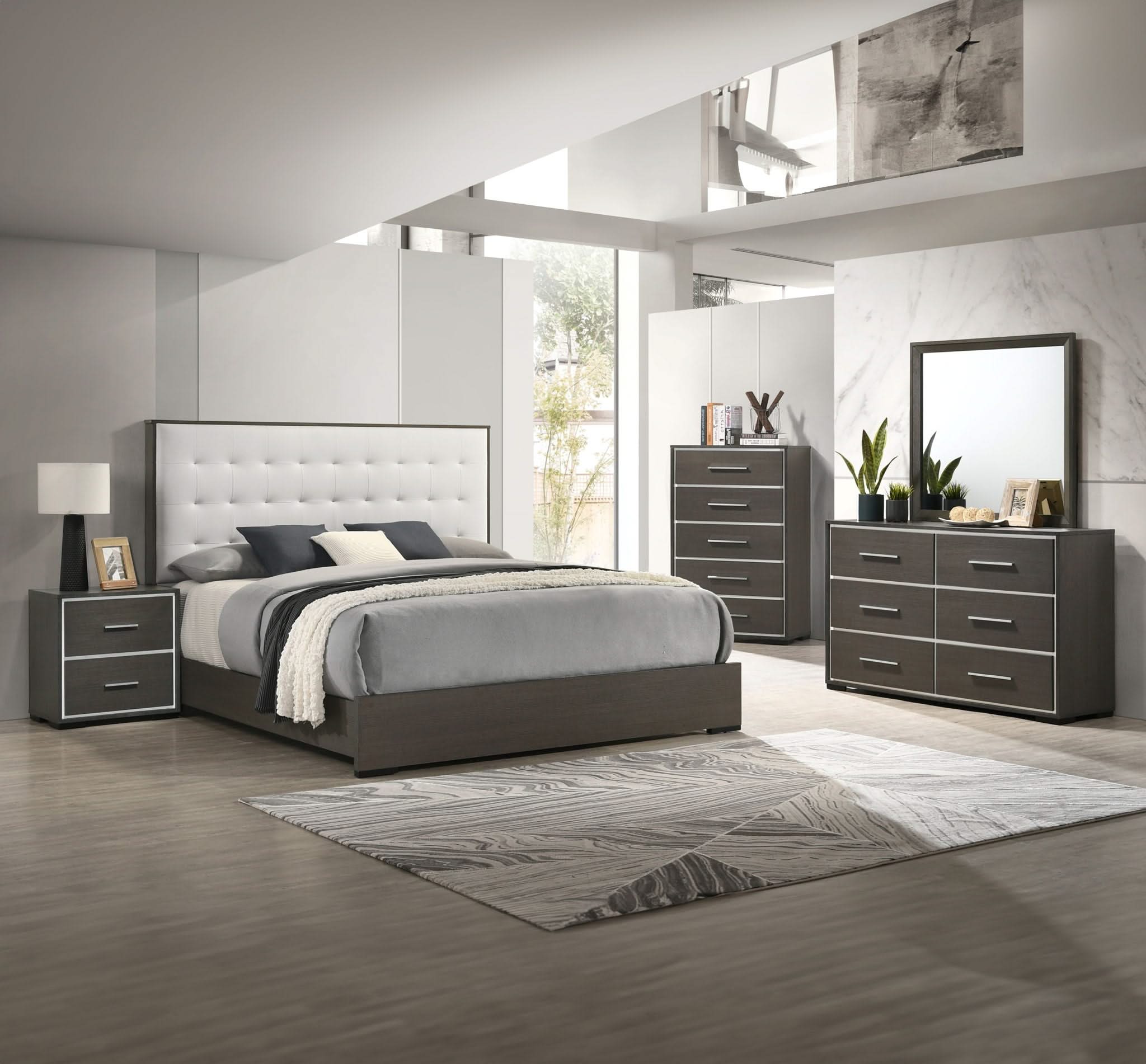 Sharpe - Queen 5 Piece Bedroom Set - Dark Gray