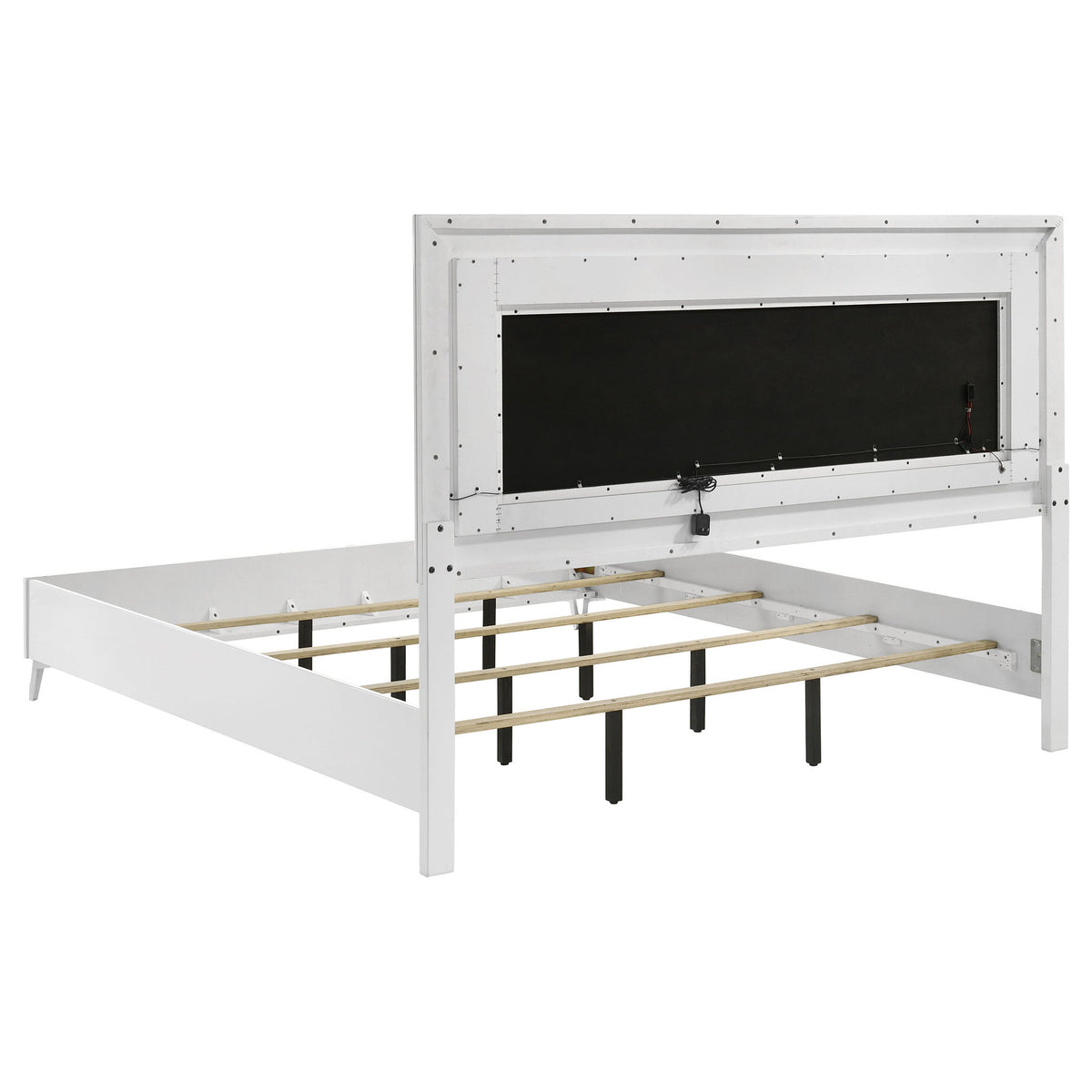 Cassia Eastern King LED Panel Bed White High Gloss