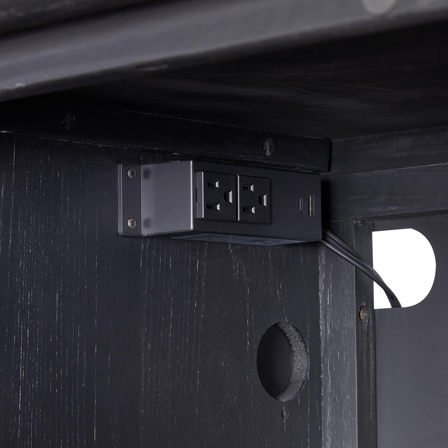 Elure 80 Inch Console With Power Pack - Peppercorn