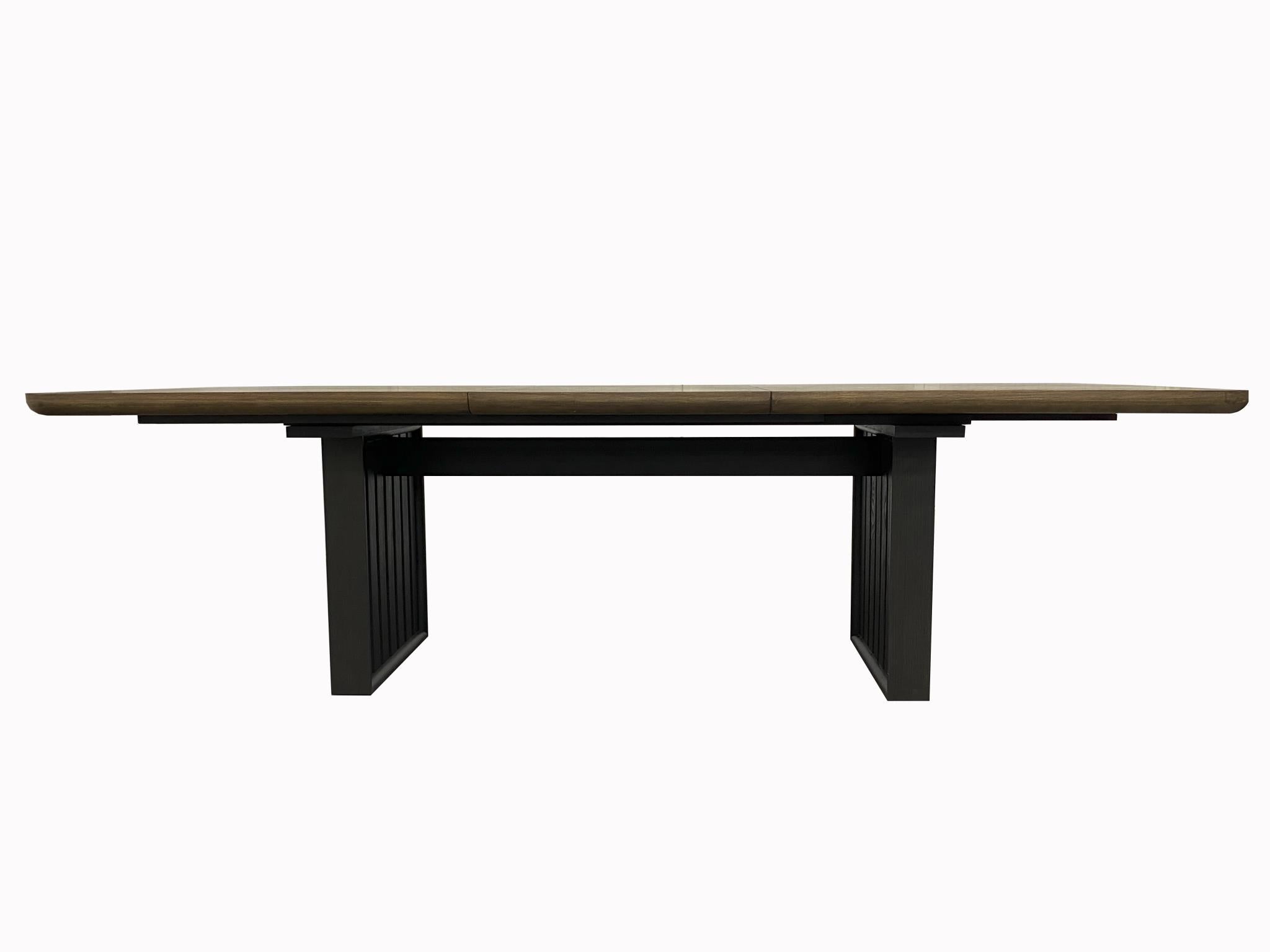 Elure Double Pedestal Table - Peppercorn & Latte