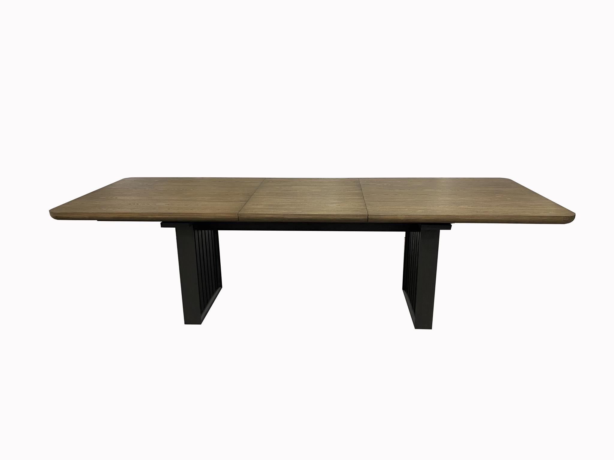Elure Double Pedestal Table - Peppercorn & Latte