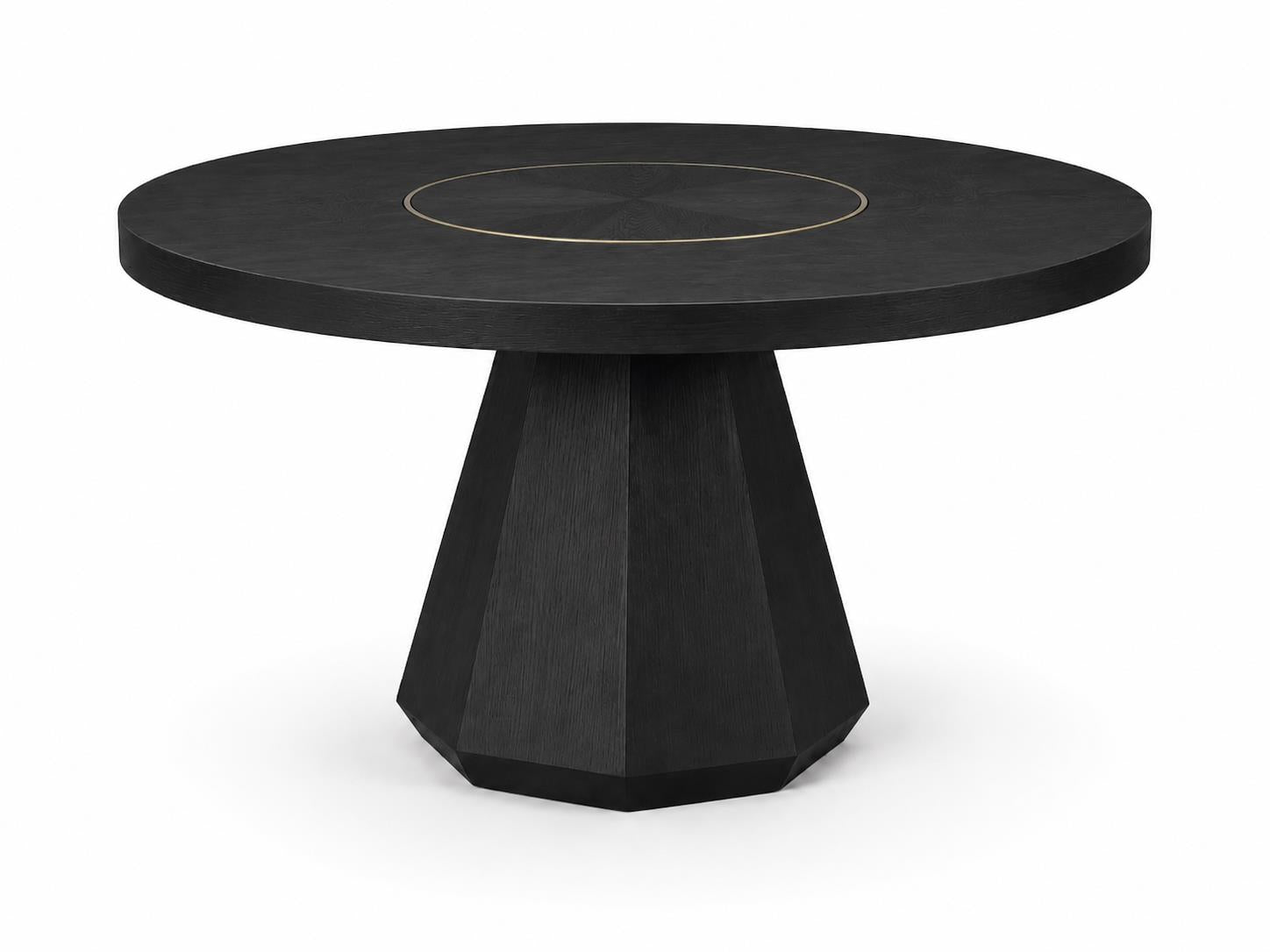 Elure Complete Round Dining Table (with Lazy Susan) - Peppercorn