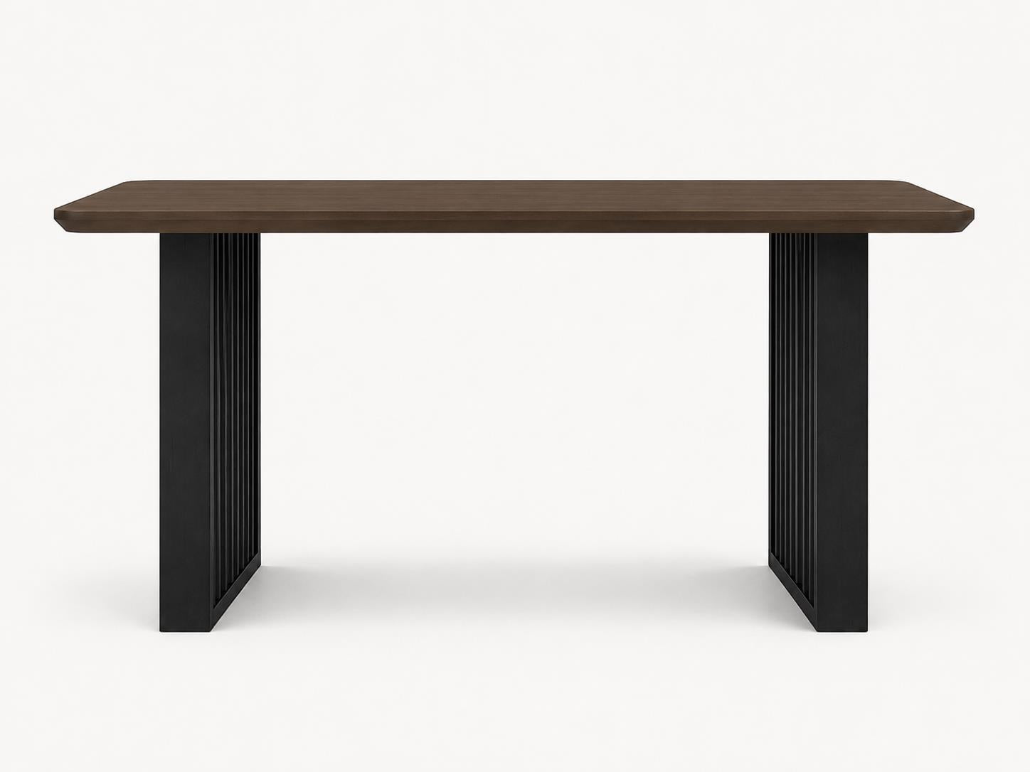 Elure Double Pedestal Counter Table - Peppercorn & Latte