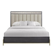 Elure Complete Queen Uph & Strap Panel Bed - Peppercorn