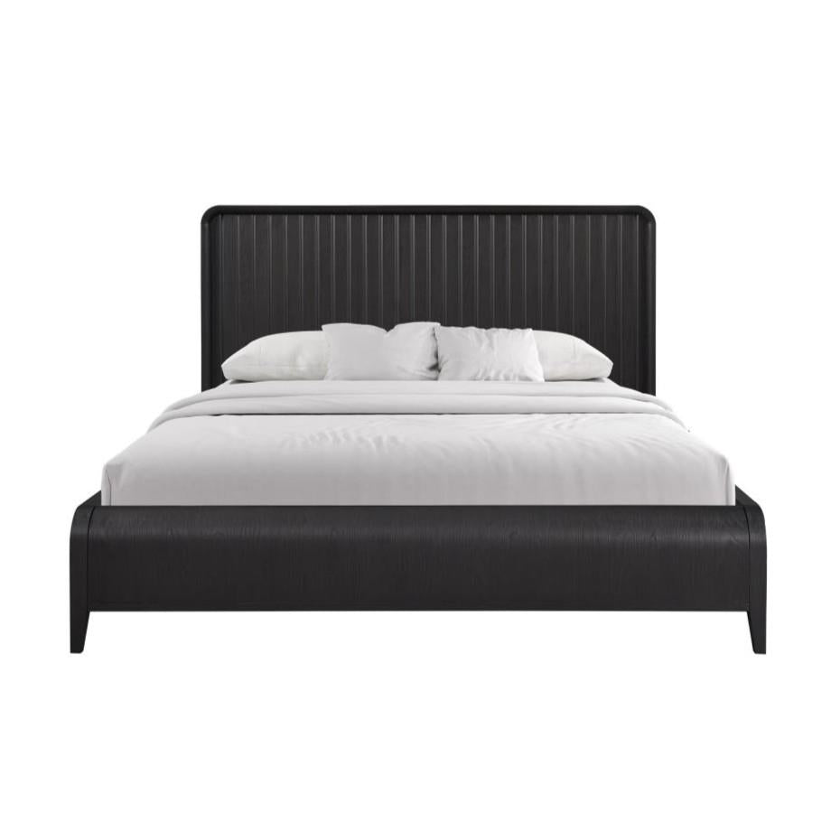 Elure Complete Queen Waterfall Panel Bed - Peppercorn