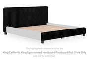 Zuraleus - King/California King Upholstered Headboard/Footboard/Roll Slats - Black