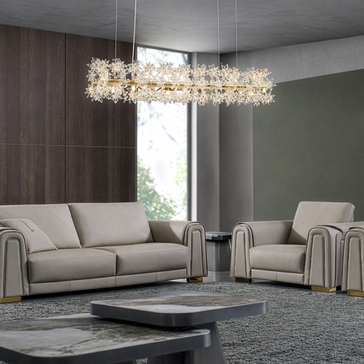 Michael Amini Lighting - Bouquet 18-Light Rectangular Chandelier - Gold
