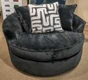 Ashford Heights - Oversized Swivel Accent Chair - Onyx
