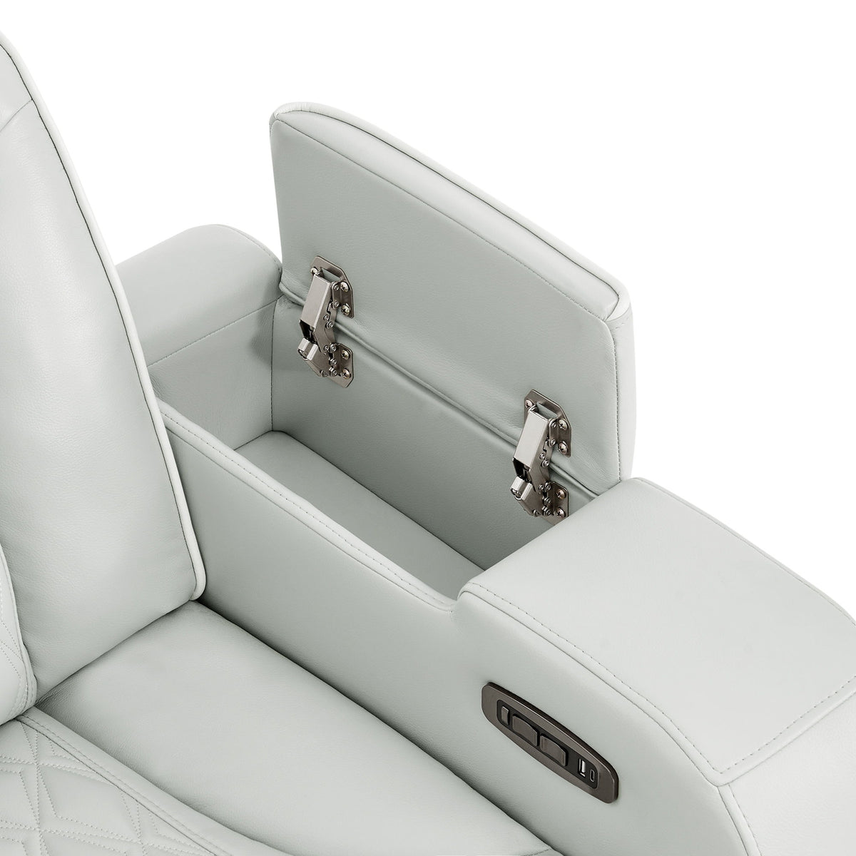 Julian - Power Reclining Sofa With Footrest And LED Lighting - Silver