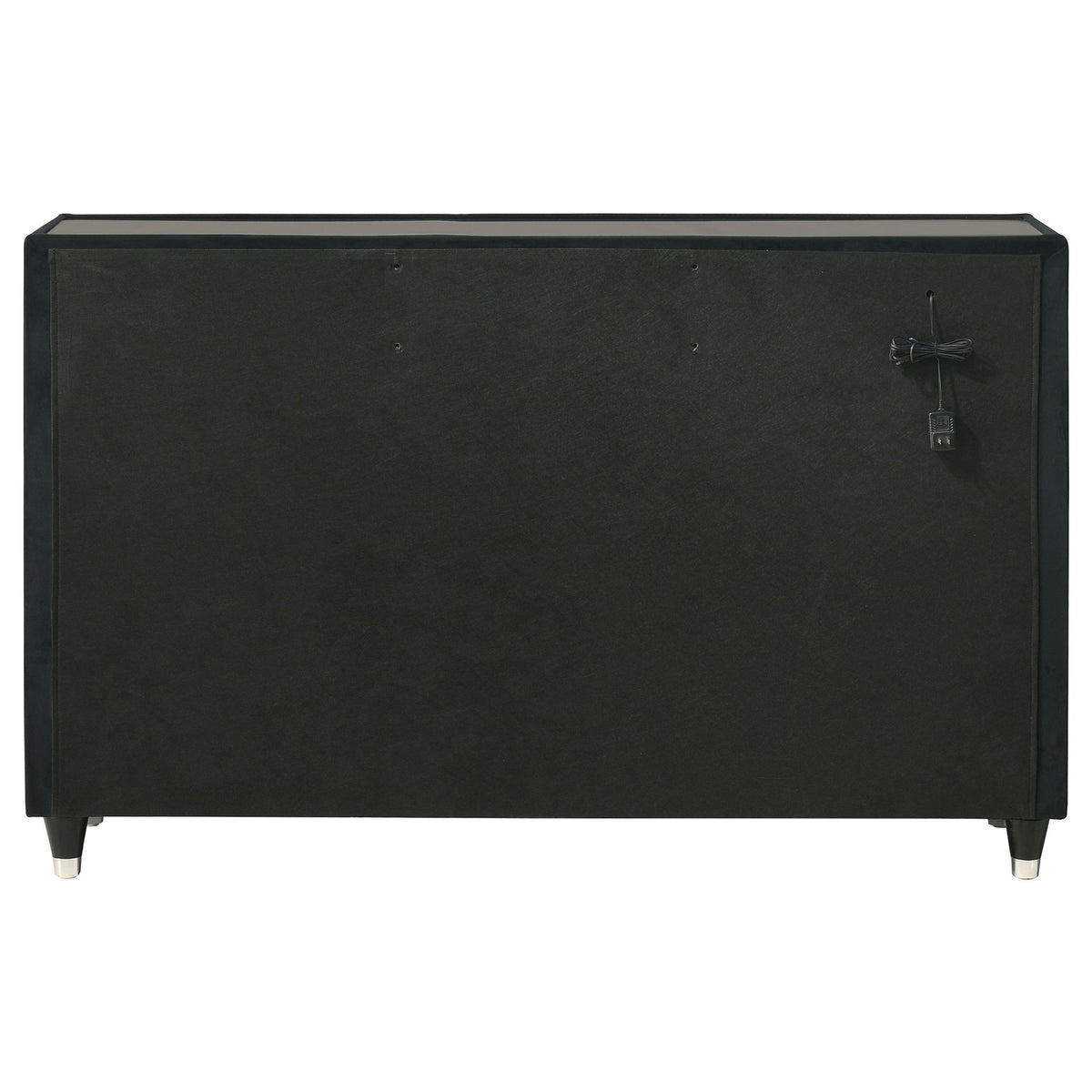 Ravenne 8-drawer Velvet Upholstered LED Dresser Cabinet Black