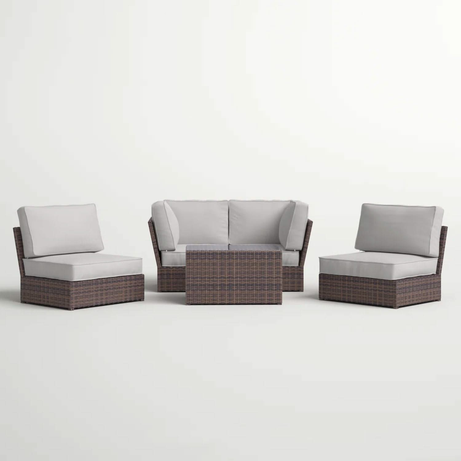 Comfortable Modern Patio Rattan Sectional Set With Cushions