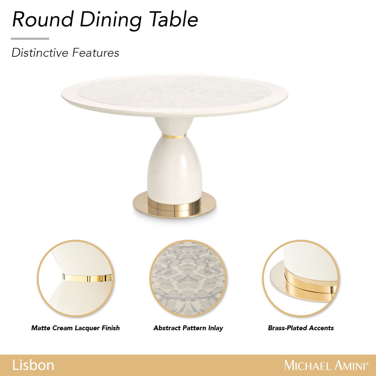 Lisbon - Round Dining Table - Silken Cream