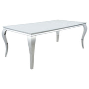 Carone Rectangular 81-inch Glass Top Dining Table White