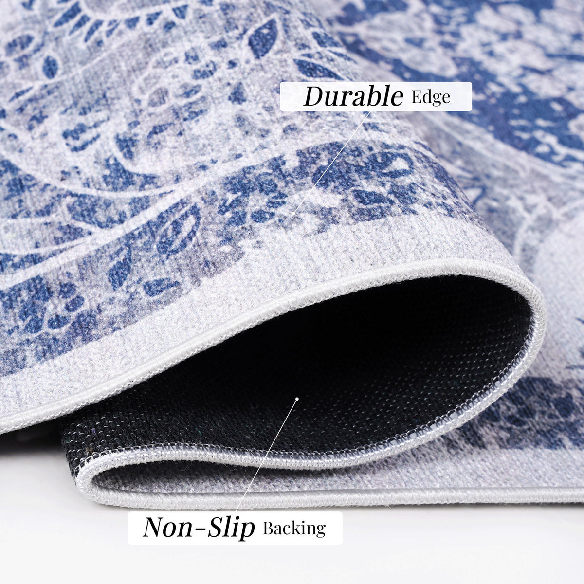 Maval - 6' X 9' Washable Area Rug - Blue