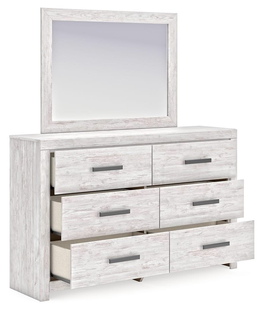 Cayboni - Dresser And Mirror - Whitewash