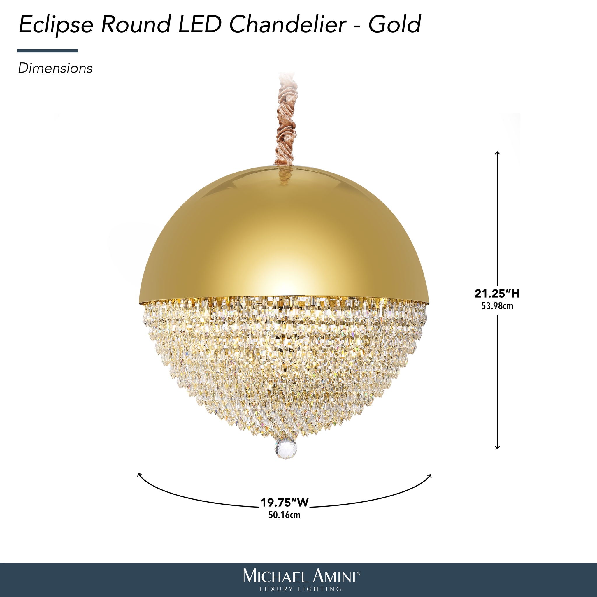 Michael Amini Lighting - Eclipse LED Crystal And Metal Chandelier - Gold