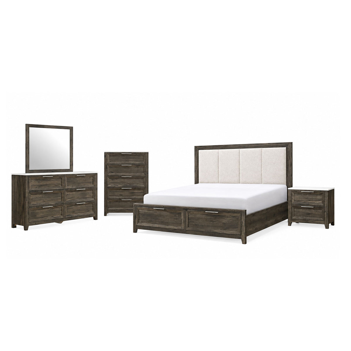 Melissa - 5 Piece Storage Bedroom Set With Padded Headboard