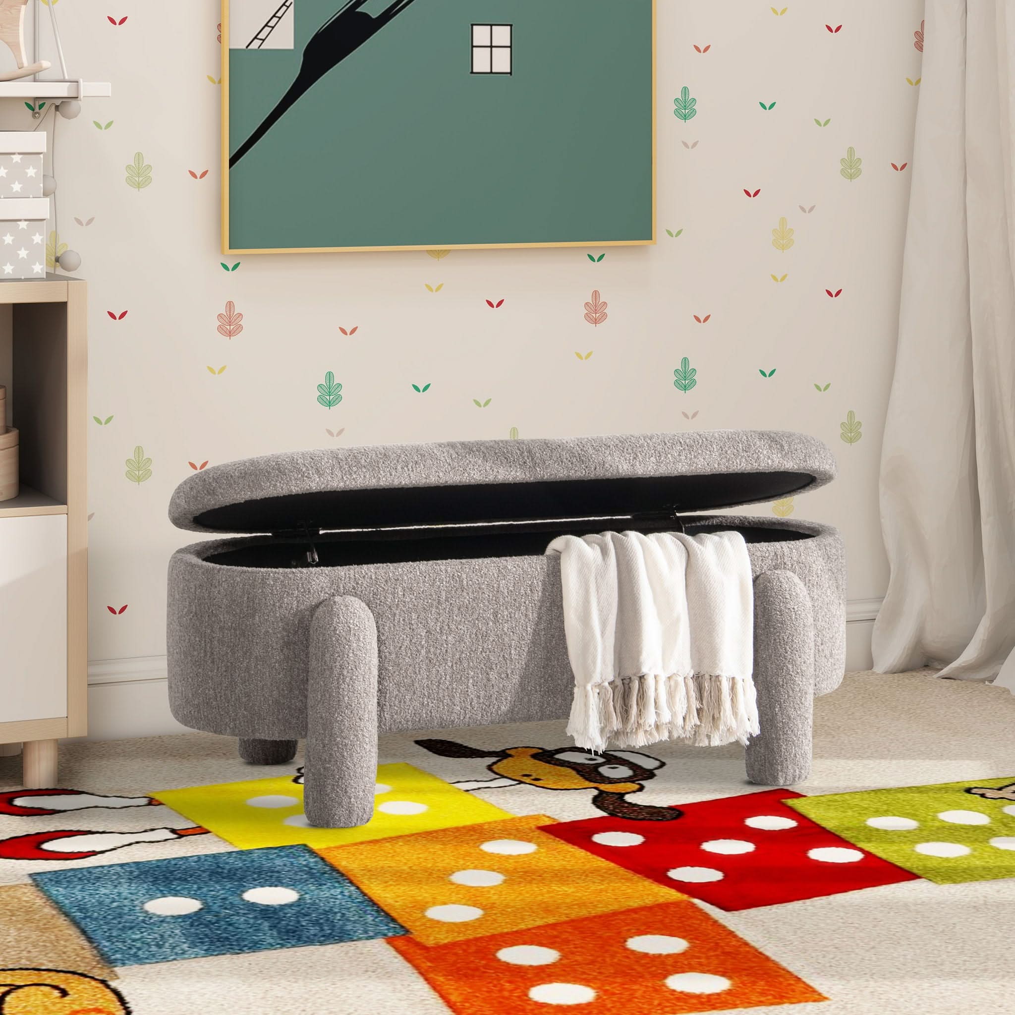 Hugo - Oval Fully Upholstered Storage Bench - | Free Shipping ...