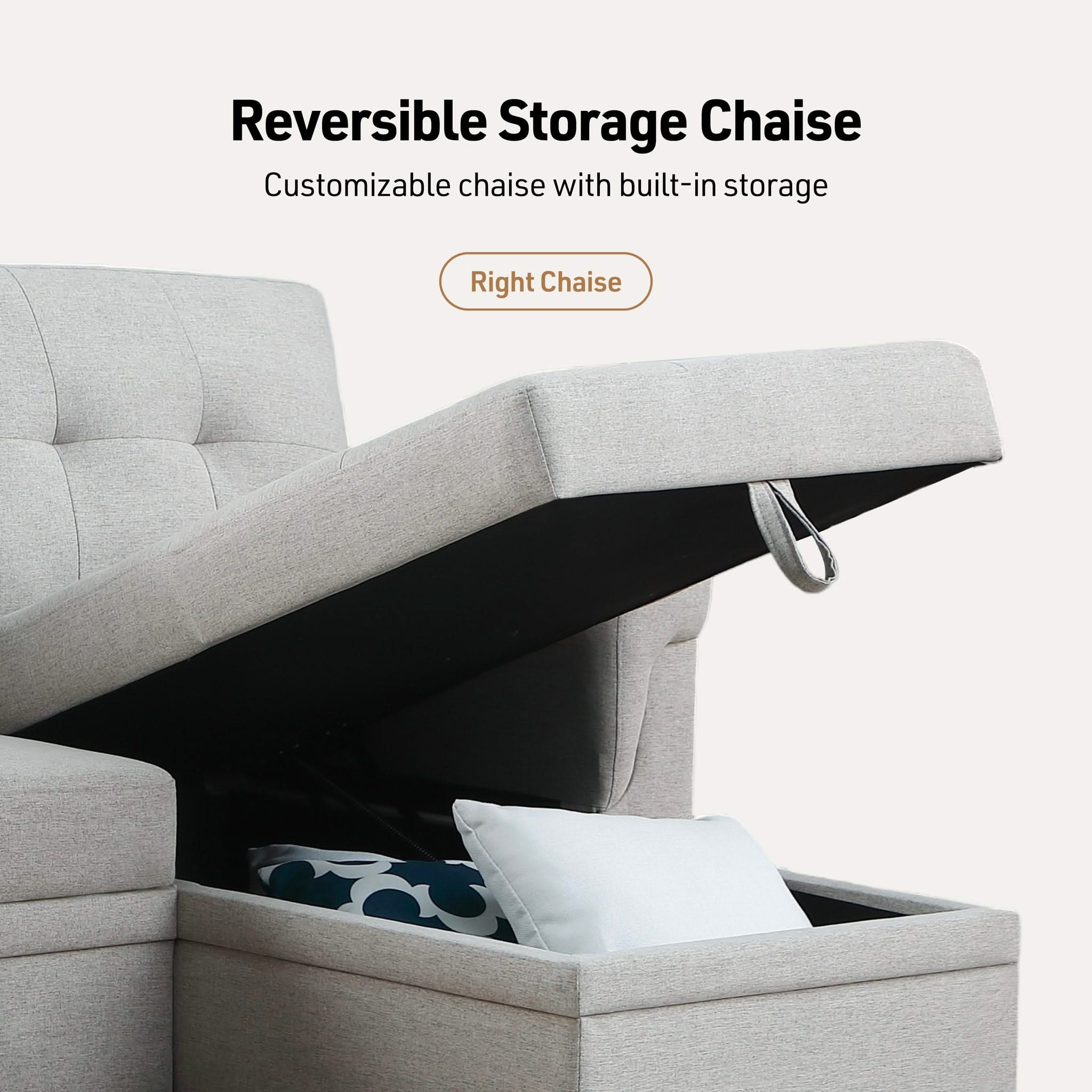 Lucca - Reversible Sleeper Sectional Sofa With Storage Chaise