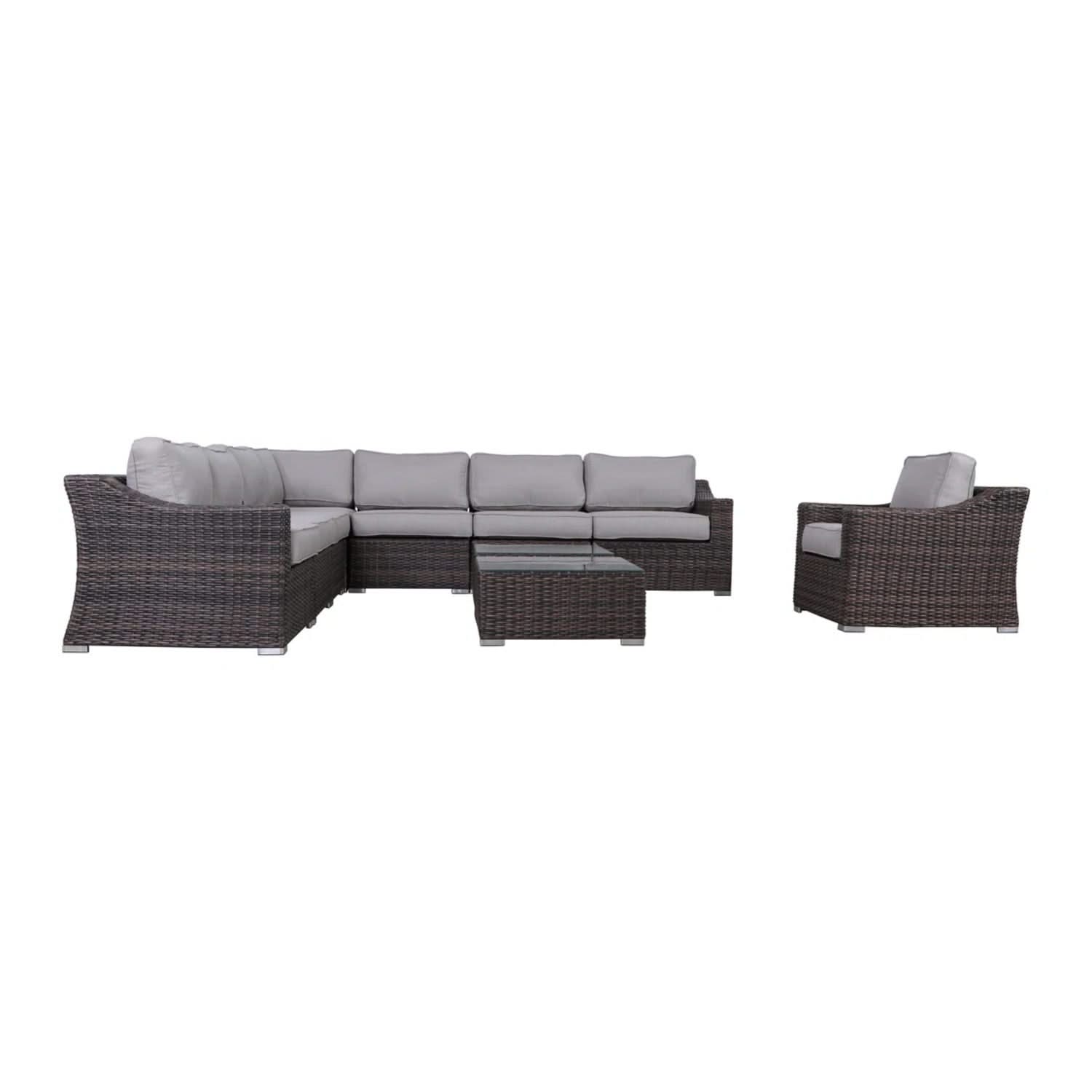Outdoor Wicker Conversation Set With Cushions, All Weather