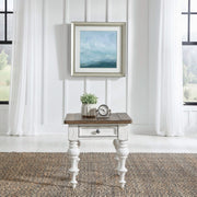 River Place - End Table - Riverstone White & Tobacco