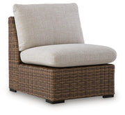 Dolan Creek - Armless Chair With Cushion - Beige / Brown