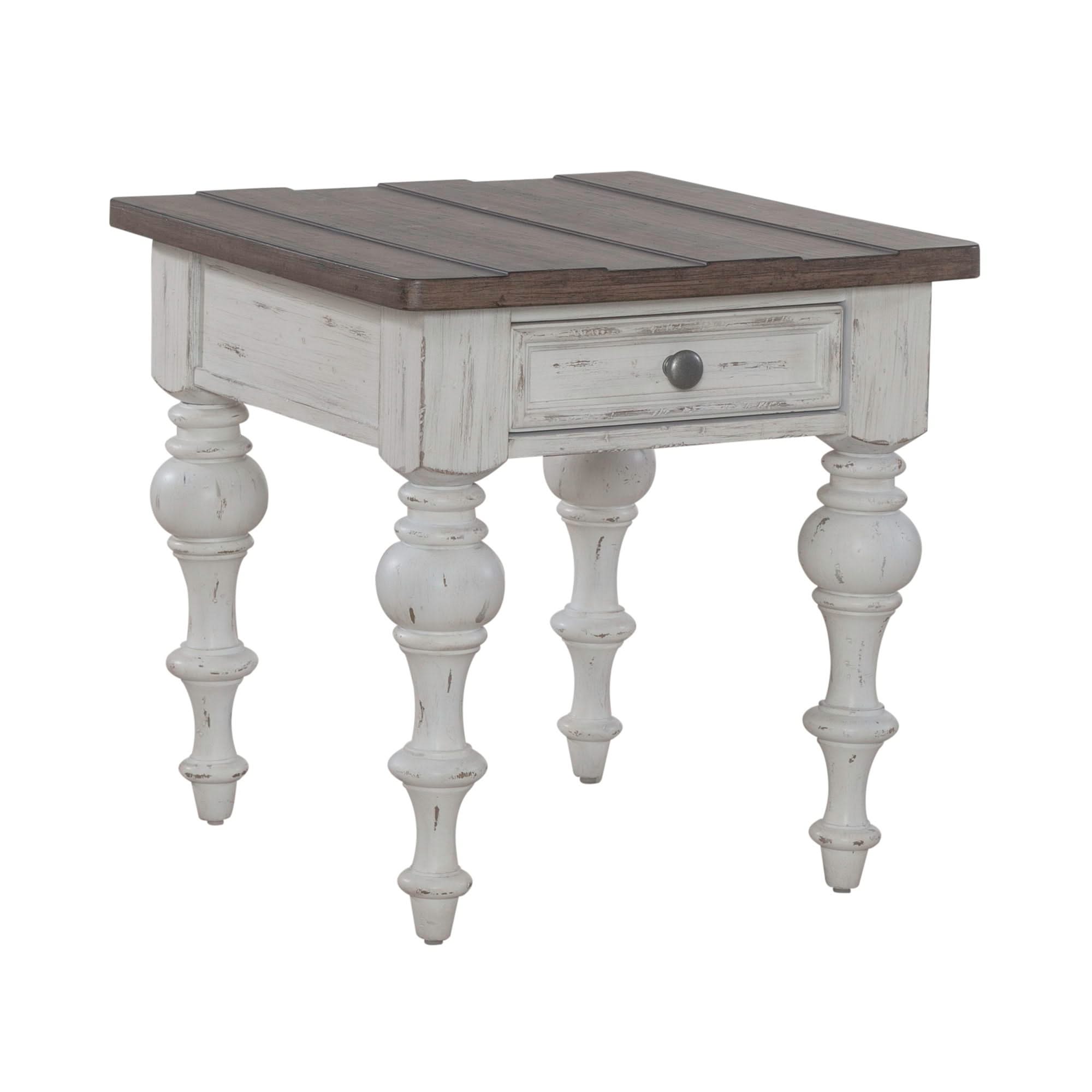 River Place - End Table - Riverstone White & Tobacco