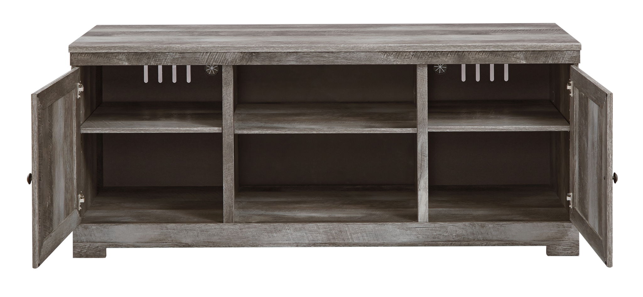 Wynnlow - 63" TV Stand With Glass/Stone Fireplace Insert - Gray