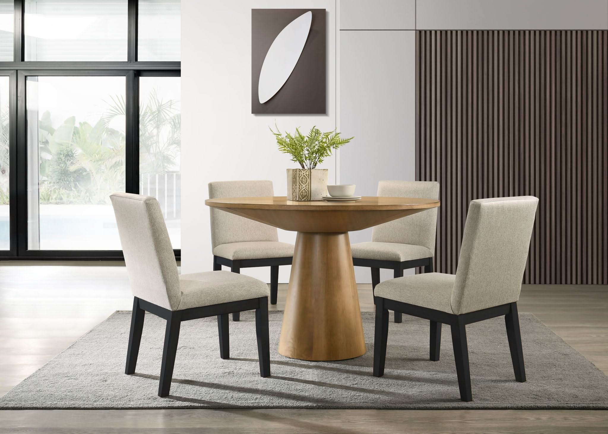 Jasper - Contemporary Round Dining Table With Finish Chairs