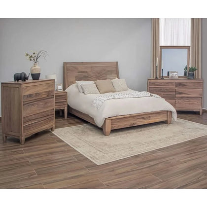 Natural Parota Rustic Modern Bedroom Set with Dresser and Mirror
