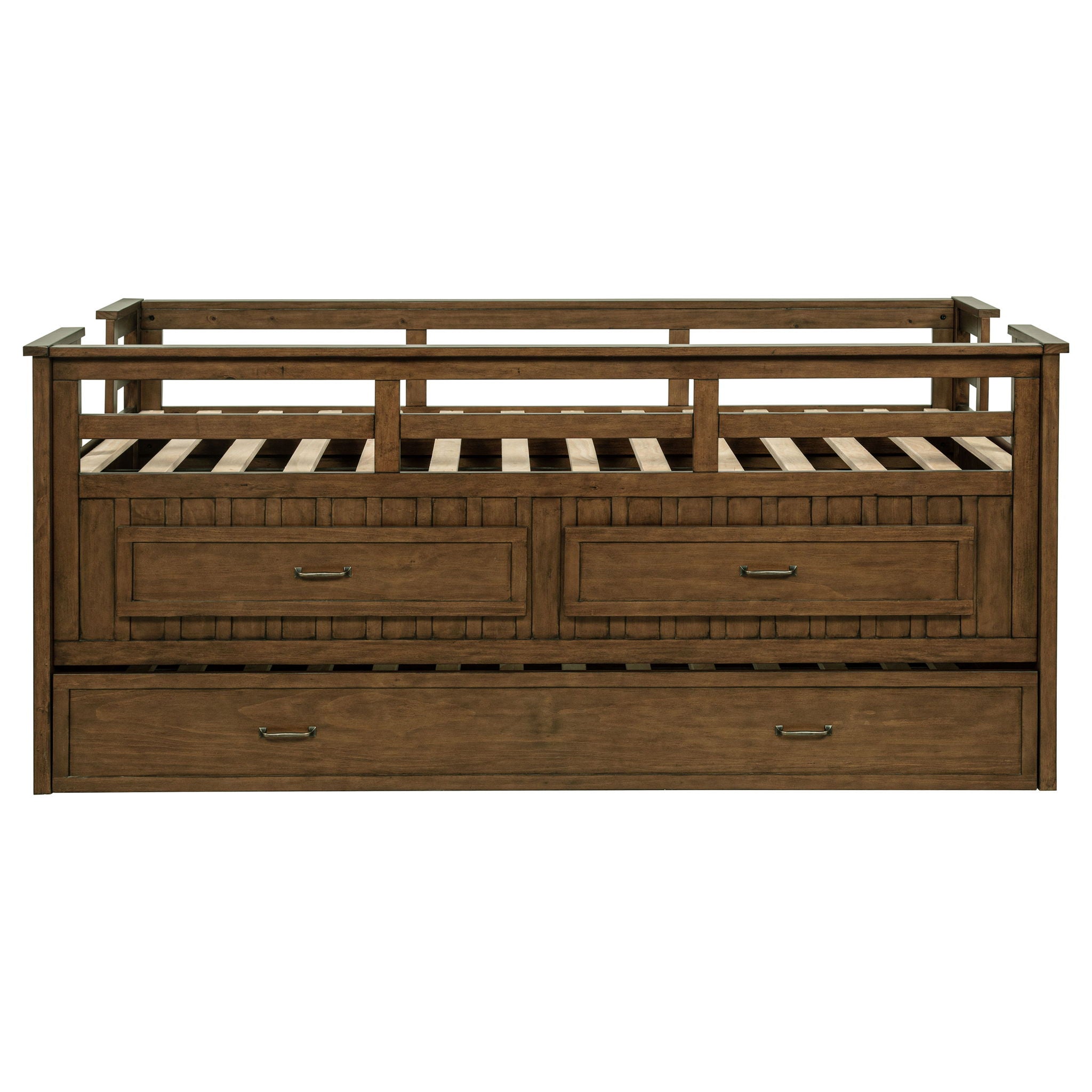 Carlsbad Wood Twin Captains Bed With Trundle Medium Brown
