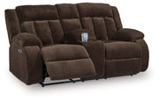 Free Wake - Double Relcining Power Loveseat With Console - Chocolate