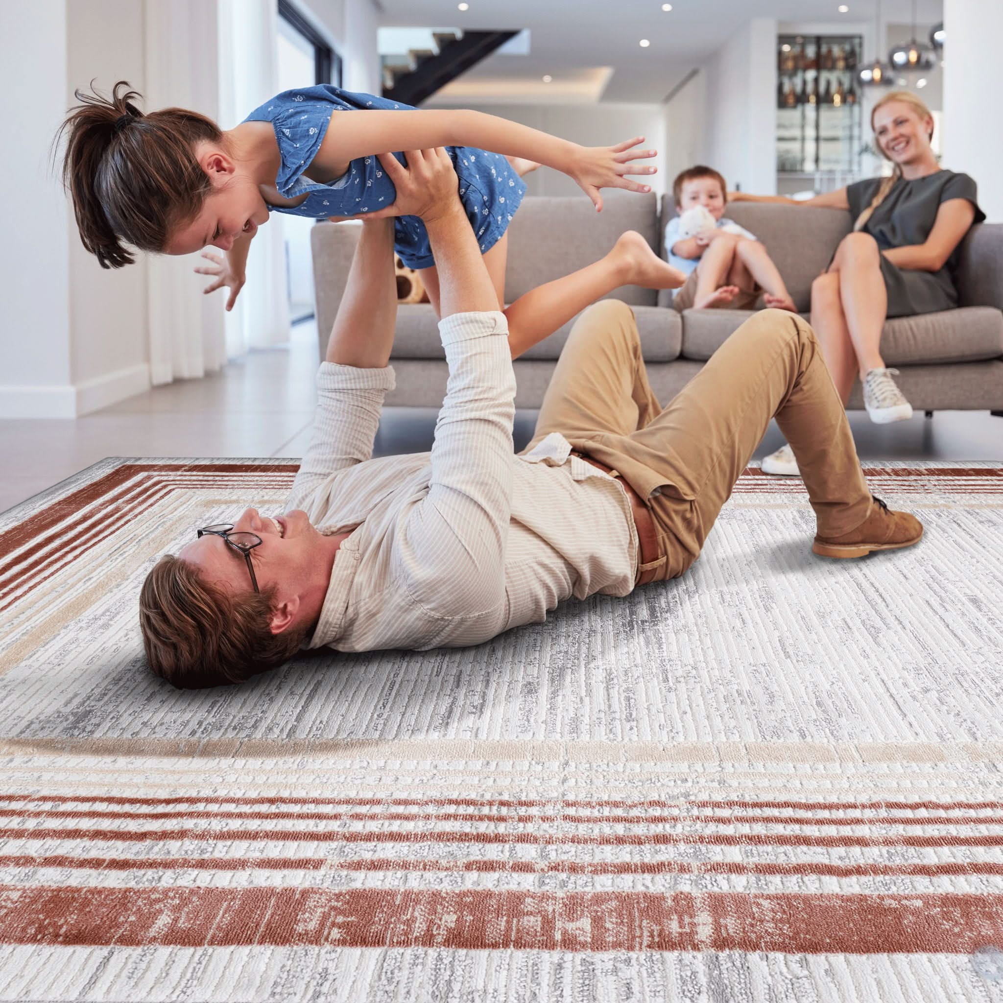 Marfi - 8' X 10' Bordered Area Rug - Brown / Ivory
