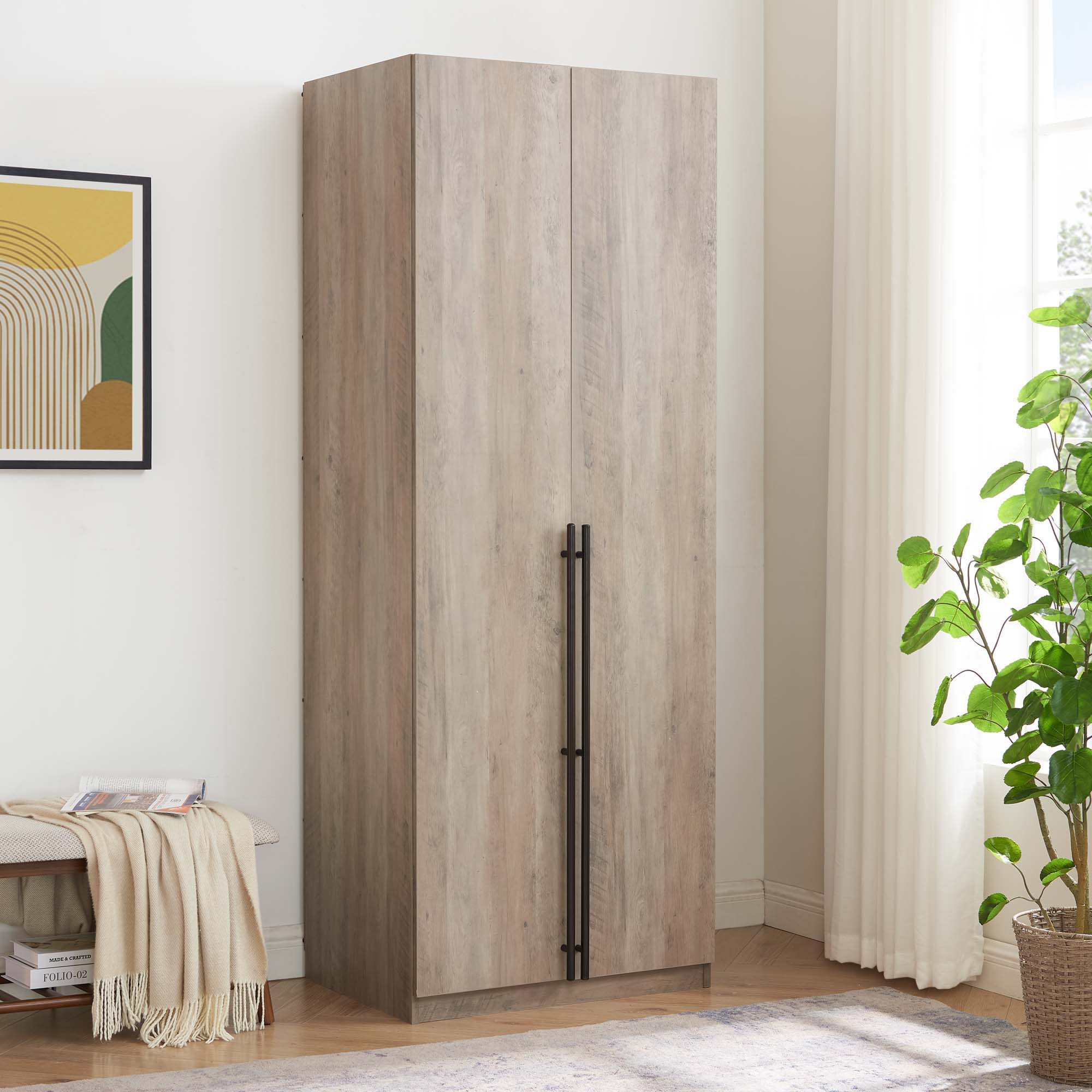 Lee - Free Standing Wardrobe Closet With Adjustable Shoe Shelves