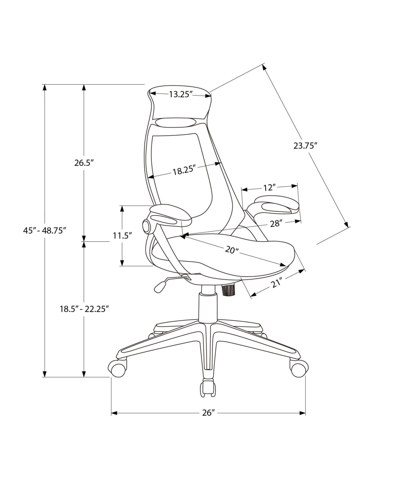 Office Chair, Adjustable Height, Swivel, Ergonomic, Armrests, Contemporary & Modern