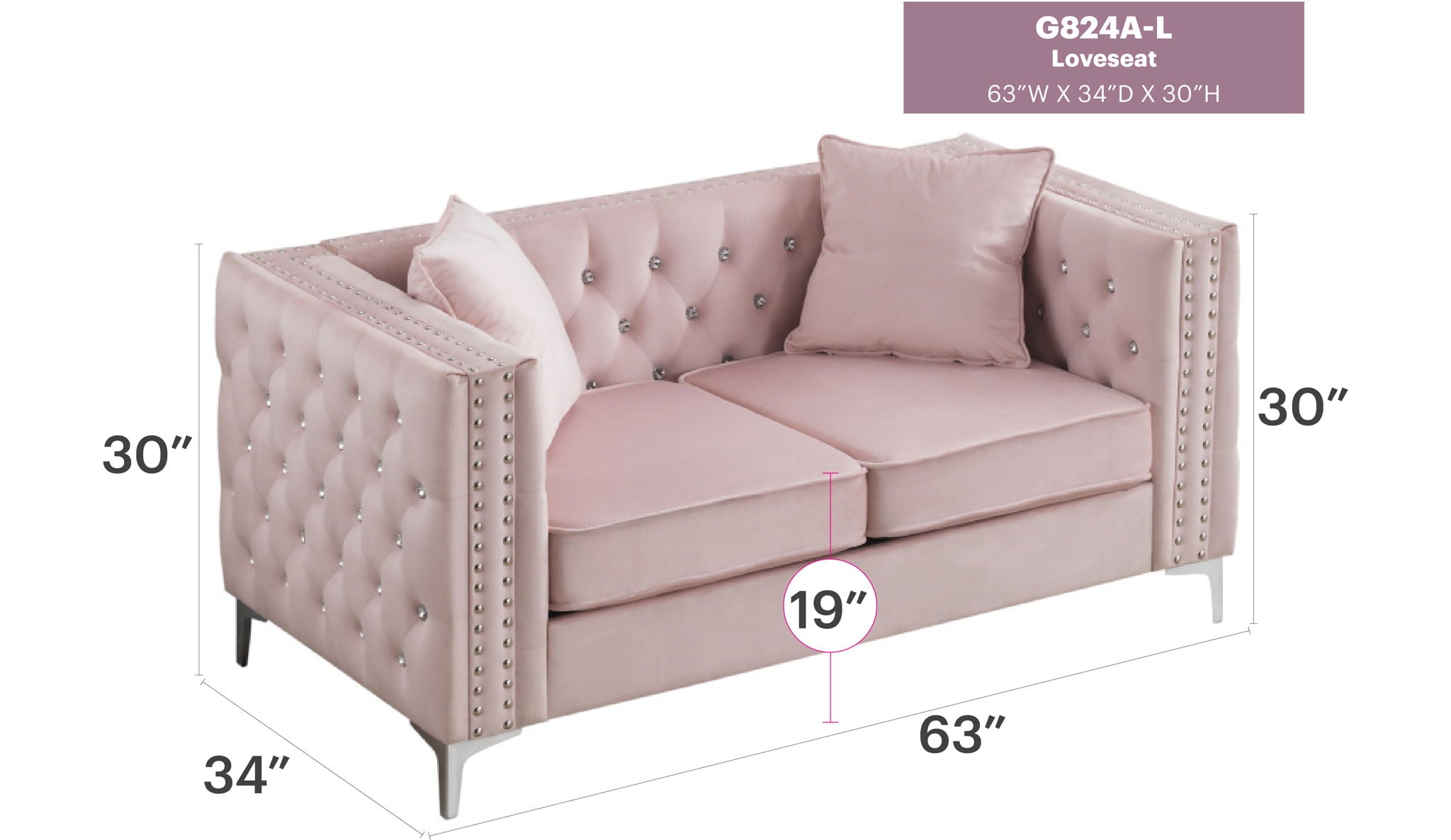 Elegant Track Arm Loveseat