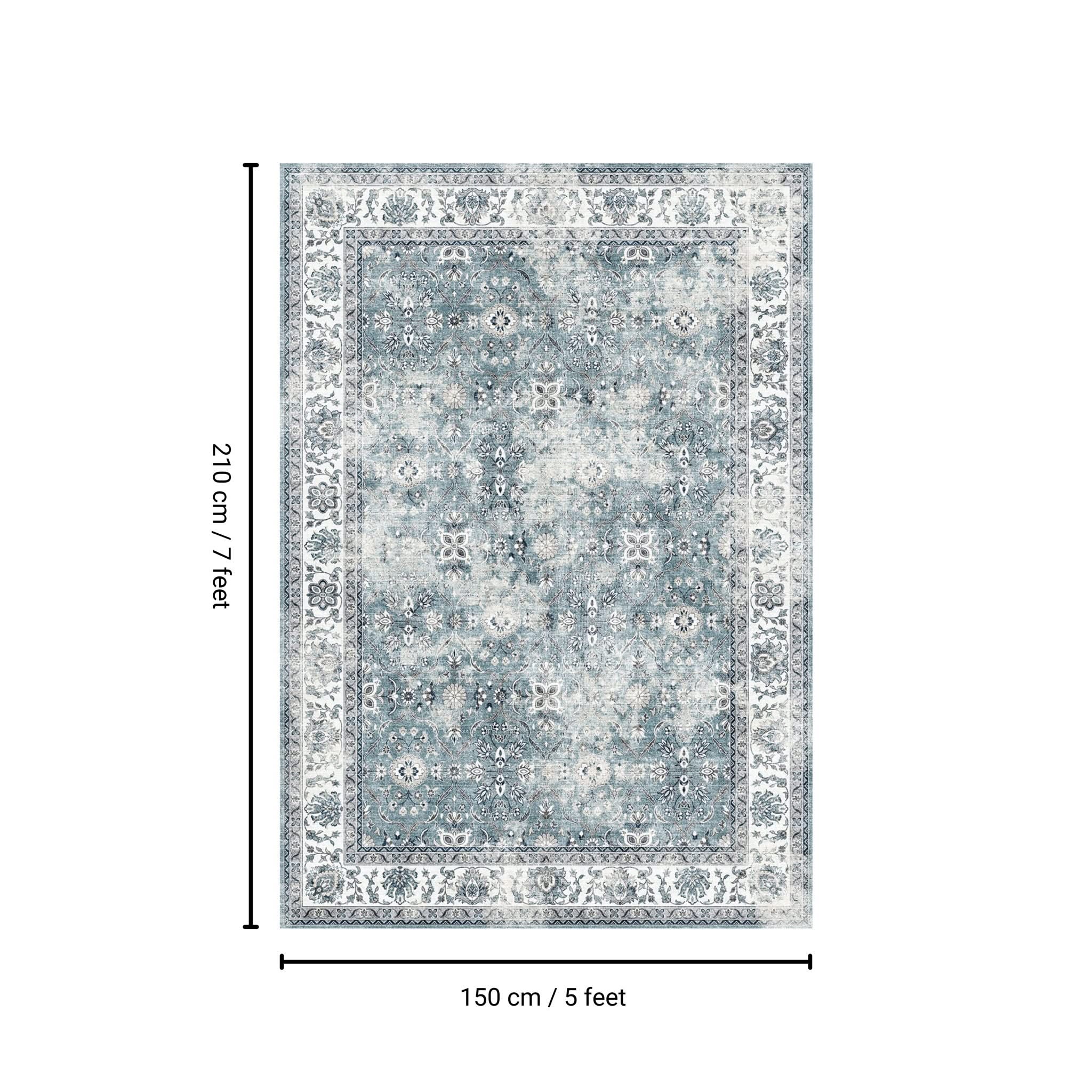 Toucan - 5' X 7' Washable Non - Slip Area Rug, Elegant Design - Silver