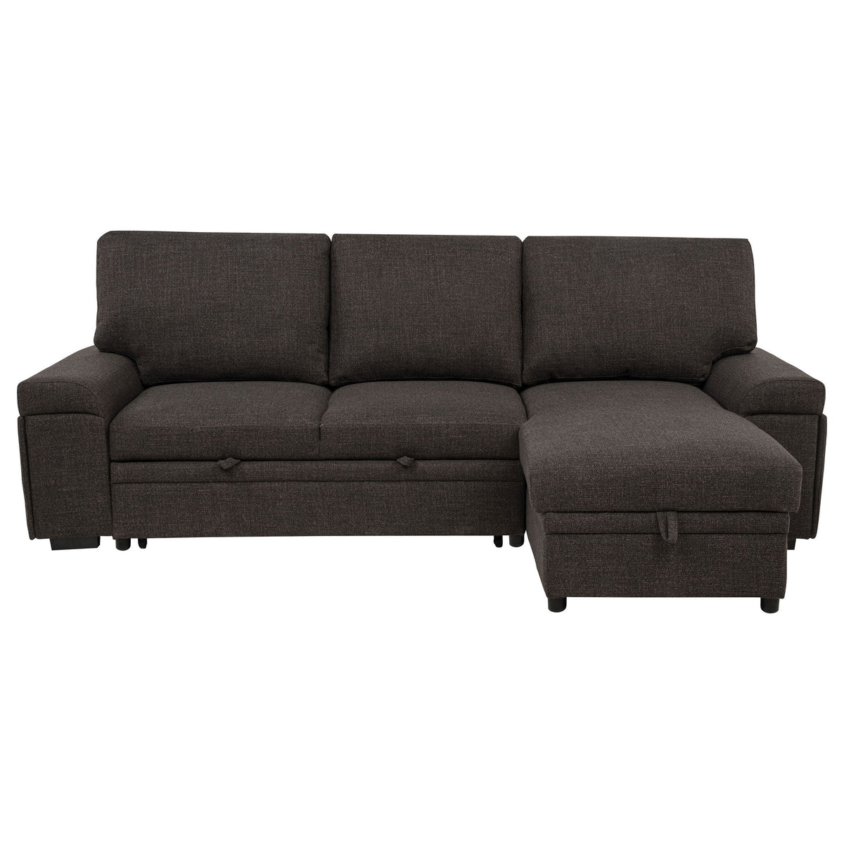 Demko Sleeper Sectional Sofa with Speaker and Storage Chaise Brown