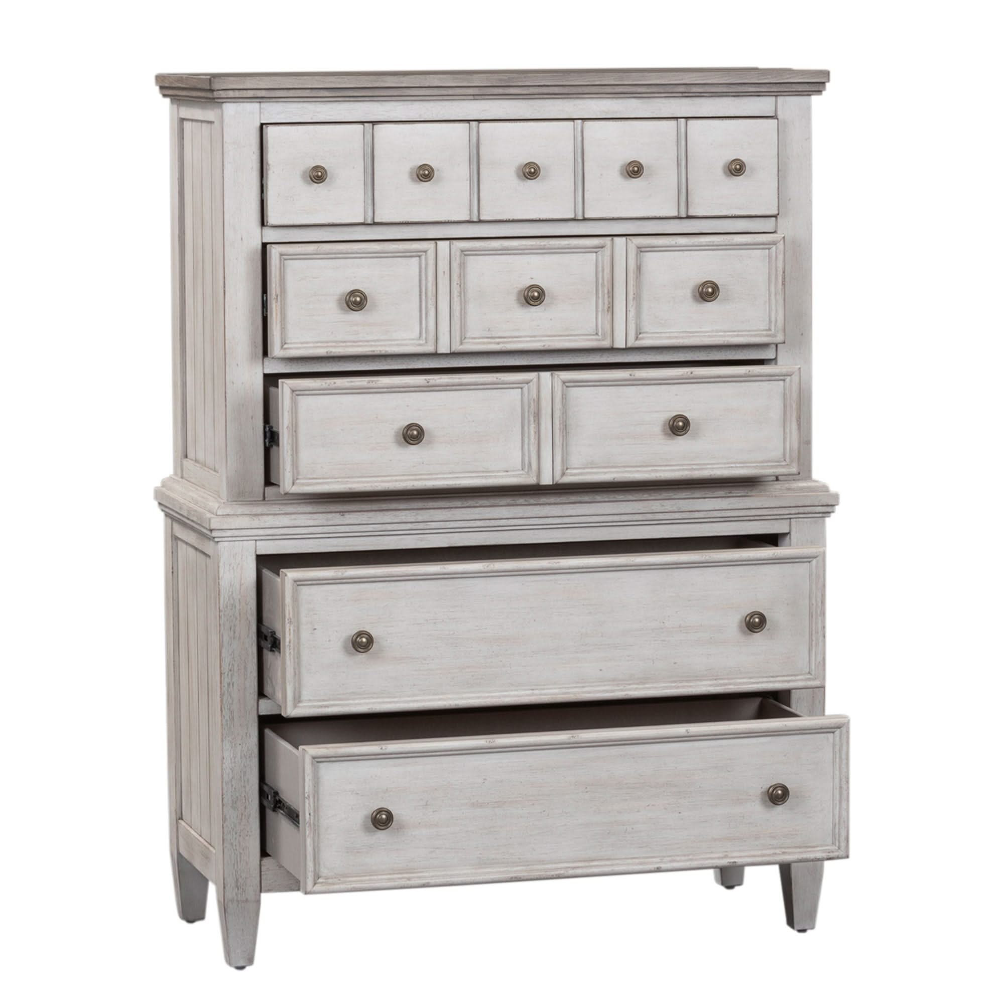 Heartland - 5 Drawer Chest - Antique White / Tobacco Tops