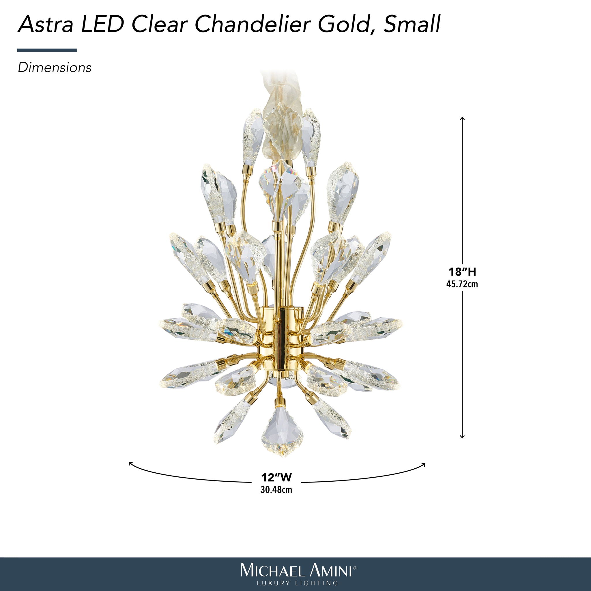 Michael Amini Lighting - Astra 18" Crystal LED Chandelier - Gold