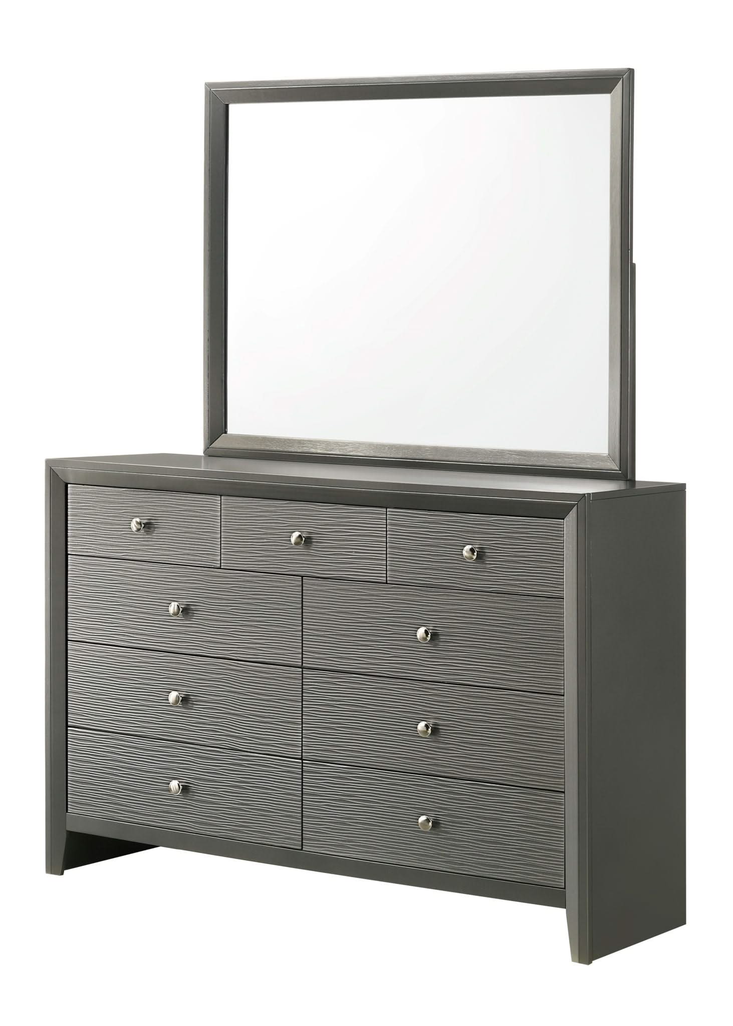 Denker - Queen 5 Piece Bedroom Set - Gun Metal