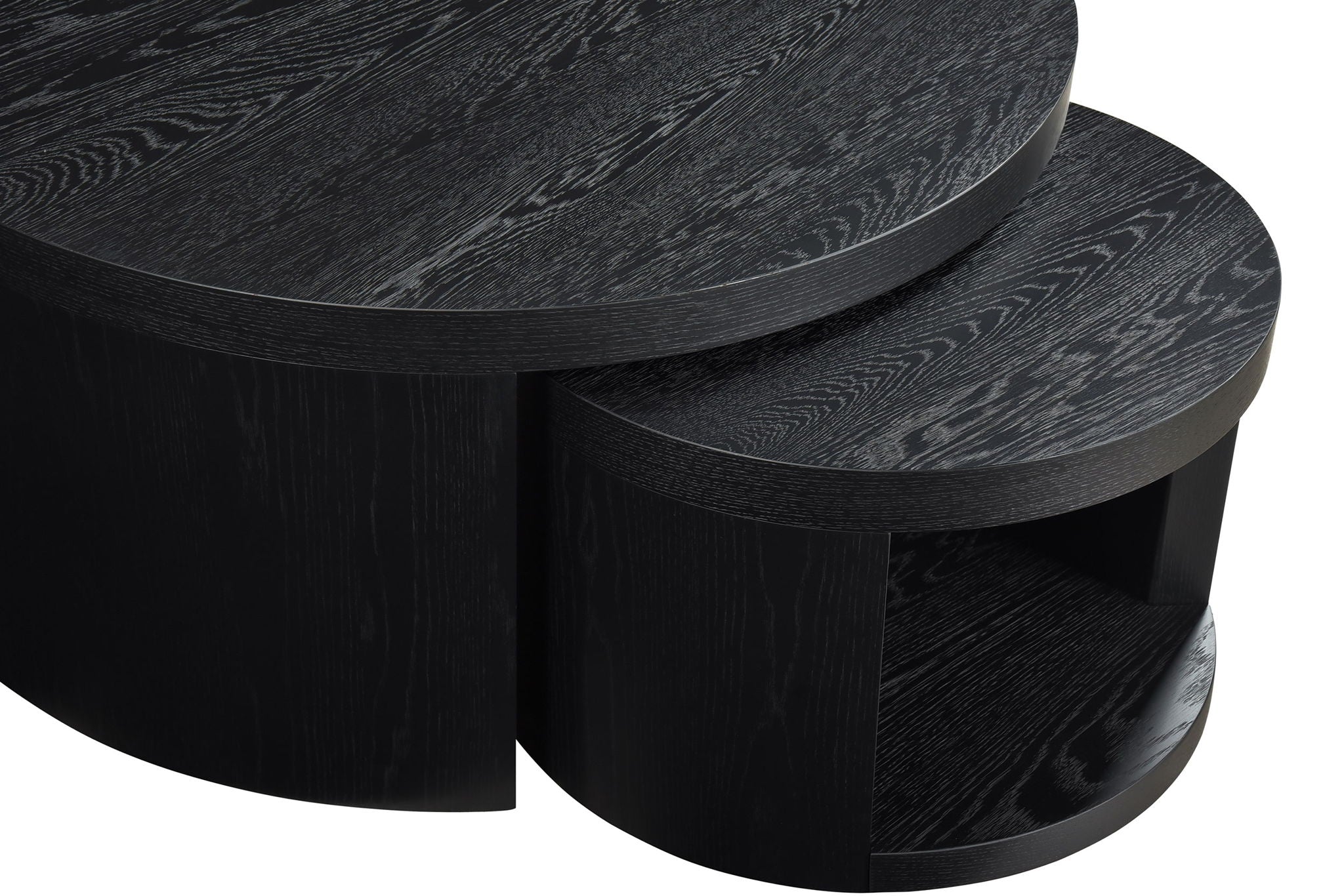 Sweeney 2-piece Round Wood Occasional Nesting Table Set Black