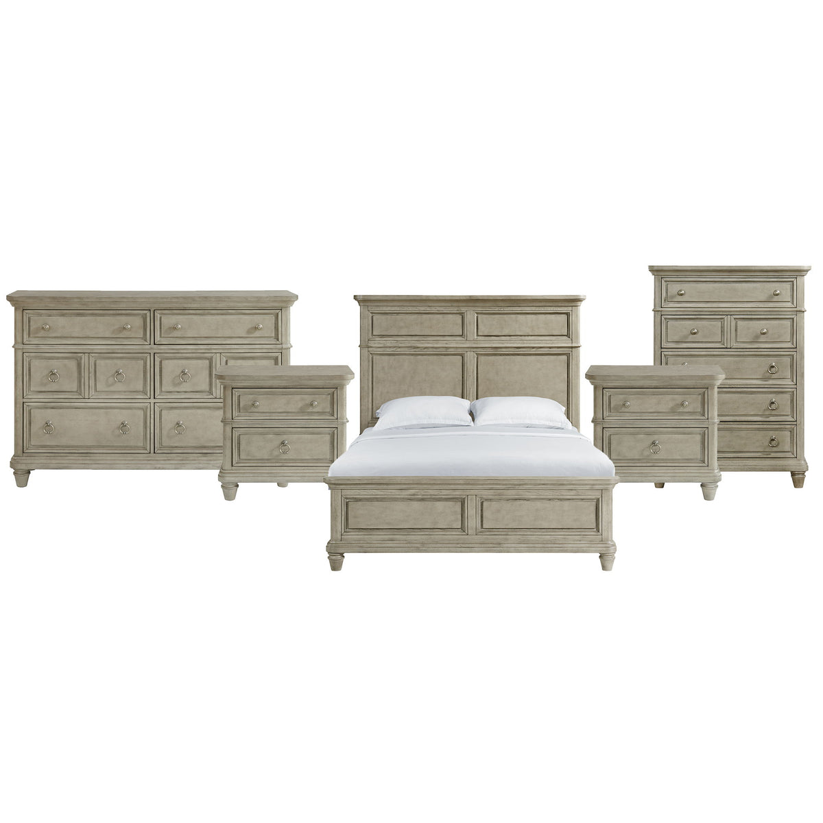 Whit-Ash - Panel Bedroom Set With Door Chest