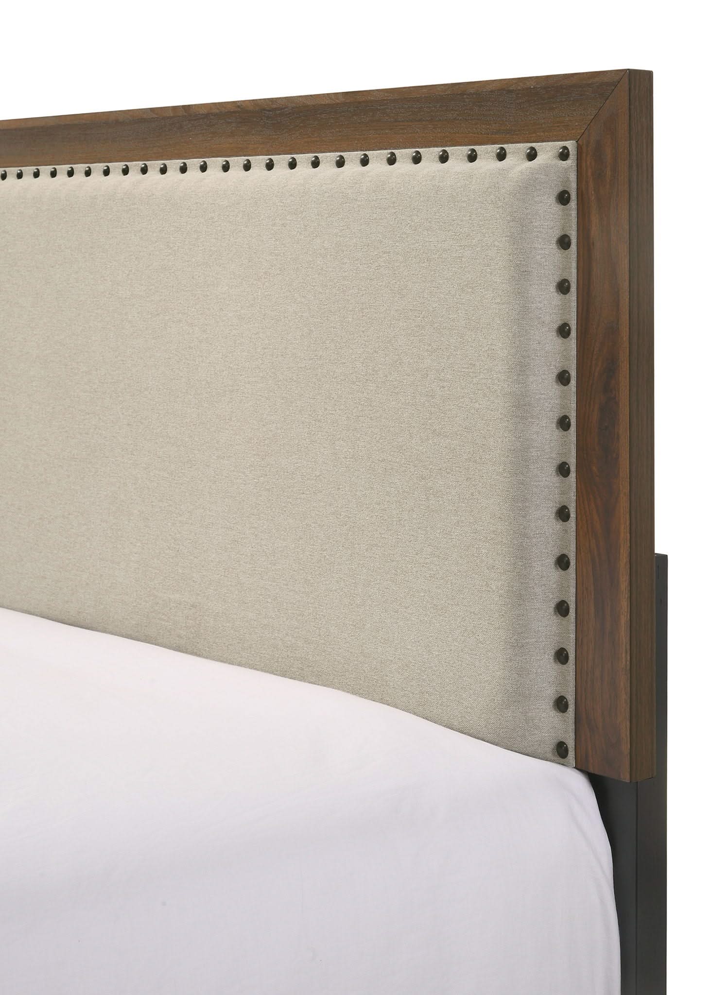 Millie - King Upholstery Bed In One Box - Brown Cherry