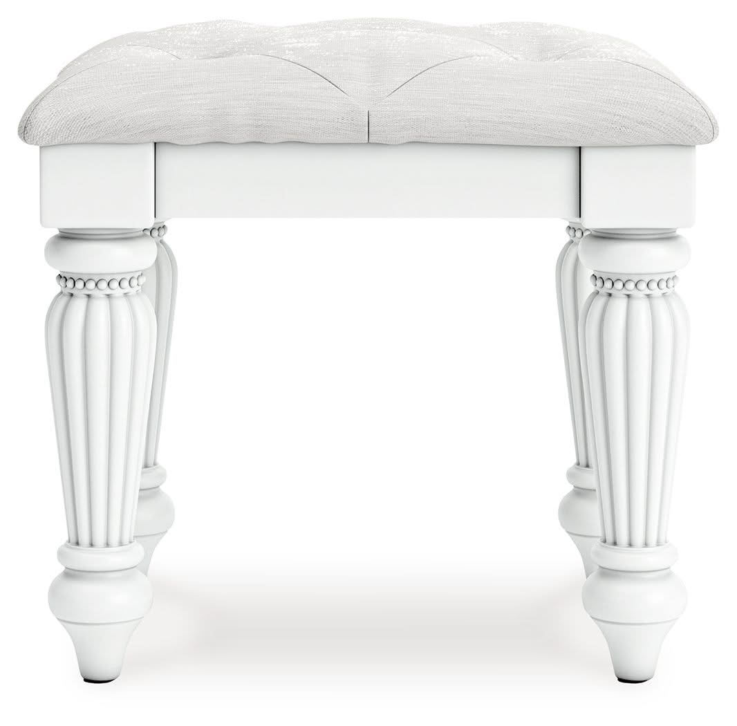 Kozlani - Vanity Upholstered Stool - White