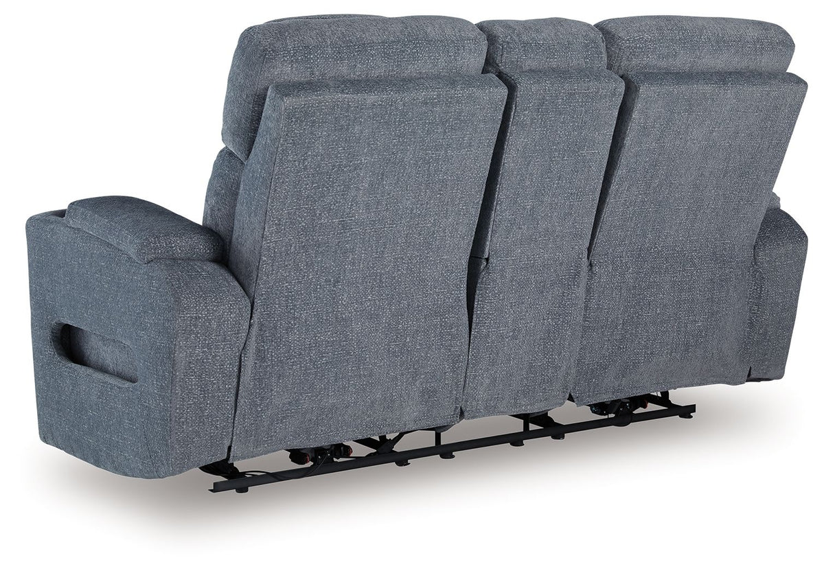 Studio Cave - Power Reclining Loveseat with Console - Steel