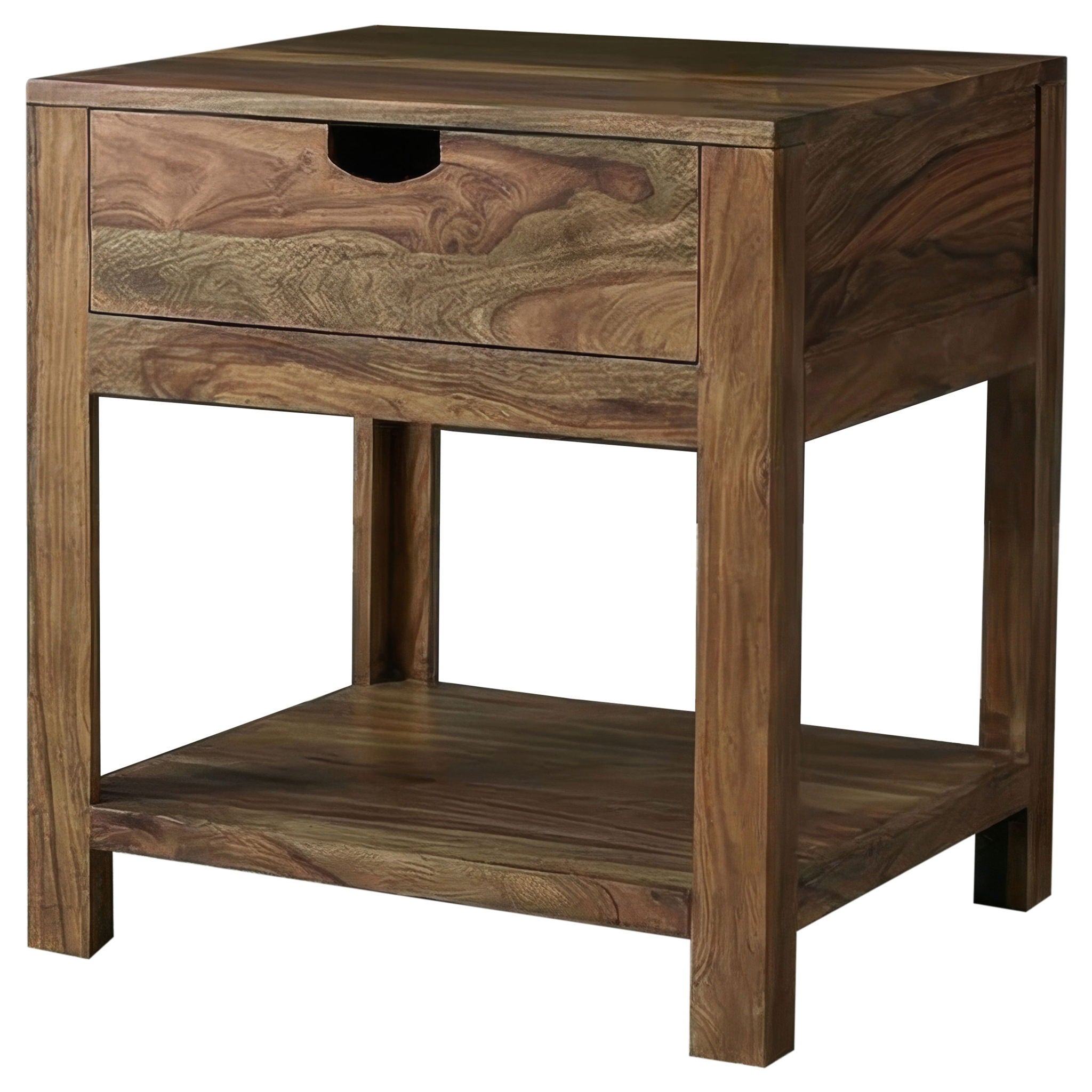Esther 1-drawer Solid Wood Side End Table Natural Sheesham