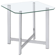 Cronin Square Tempered Glass Top Side End Table Chrome