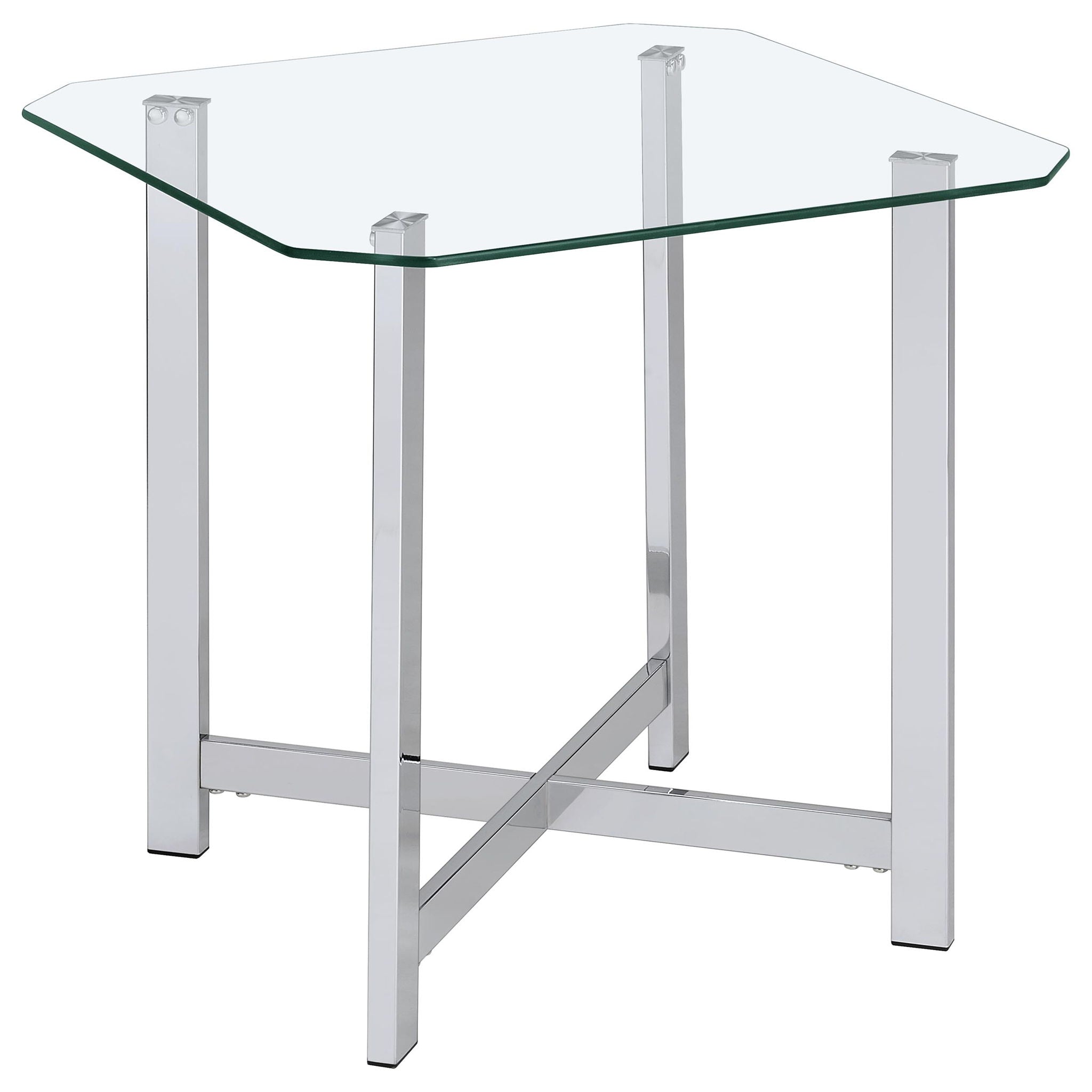 Cronin Square Tempered Glass Top Side End Table Chrome