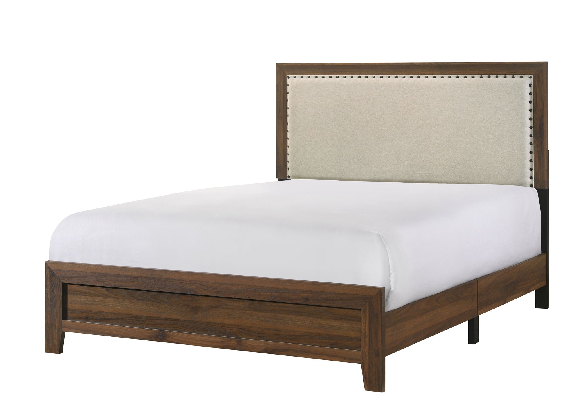 Millie - Full 5 Piece Upholstered Bedroom Set - Brown Cherry